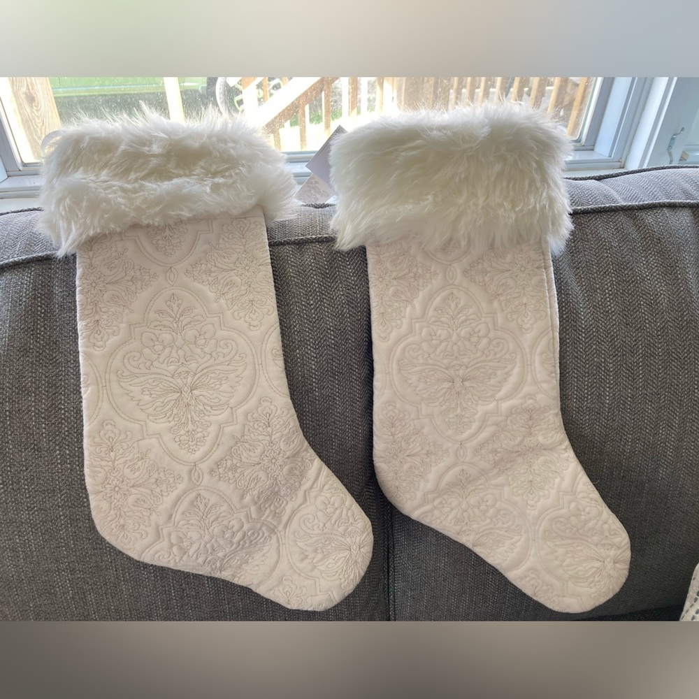 2 white Christmas stockings